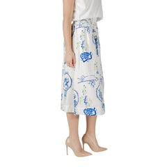 ICHI White Viscose Midi Skirt