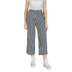 ICHI Blaue Cropped-Hose aus Viskose