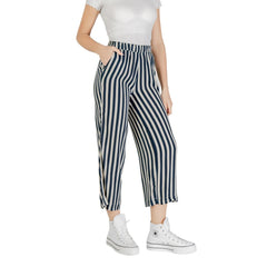 ICHI Blaue Cropped-Hose aus Viskose