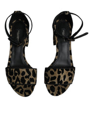 Dolce & Gabbana Gold Leopard Riemchensandalen