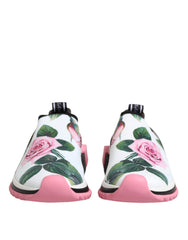 Dolce & Gabbana Weiße Sorrento Sneakers mit Rosen-Print