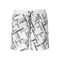 Karl Lagerfeld Bianco Polyester Herren-Badeshorts