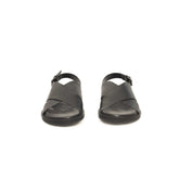 Cerruti 1881 Black Leather Men Sandal