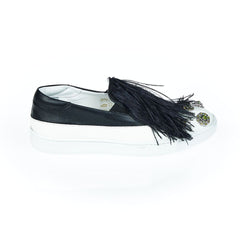 Mr&Mrs Italy Black Leather Women Slip-On Shoe