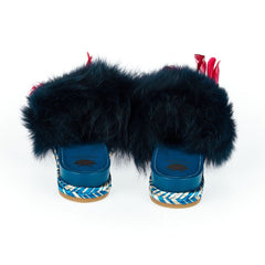 Mr&Mrs Italy Blue Lamb Leather Women Sandal