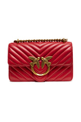 PINKO Red Leather Love One Mini Shoulder Bag
