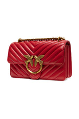 PINKO Red Leather Love One Mini Shoulder Bag