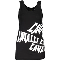 Cavalli Class Black Cotton Tank Top