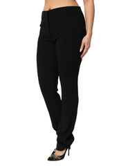 Exte Schwarze Hose aus Viskose-Acetat-Mischung mit geradem Bein und hoher Taille