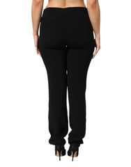 Exte Schwarze Hose aus Viskose-Acetat-Mischung mit geradem Bein und hoher Taille