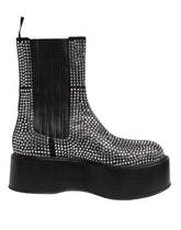 Dolce & Gabbana Schwarze knöchelhohe Stiefel mit Kristall-Strasssteinen