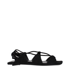 The Attico Schwarze flache Ledersandalen