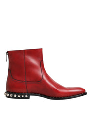 Dolce & Gabbana Rote besetzte Chelsea Stiefeletten