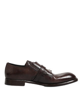 Dolce & Gabbana Braune Leder Monk Strap Derby Schnürschuhe