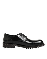 Dolce & Gabbana Schwarze Herren Derby Schuhe aus Leder mit Nieten