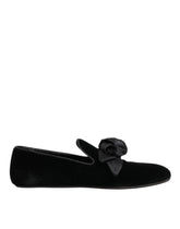 Dolce & Gabbana Schwarze Wildleder-Baumwolle Rose Slipper Loafers Schuhe