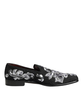 Dolce & Gabbana Schwarze, silberne Pailletten-Slipper Herren Anzugschuhe