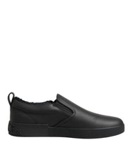 Dolce & Gabbana Schwarze Slip-On-Sneaker aus Leder