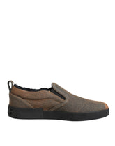 Dolce & Gabbana Braune Baumwoll-Low-Top-Slipper-Sneaker