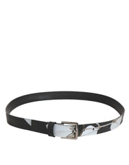 Dolce & Gabbana Mehrfarbiger PVC-Blumen-Herren-Gürtel mit silberner Schnalle