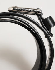 Dolce & Gabbana Schwarzer Ledergürtel mit klassischer Metallschnalle und Logo
