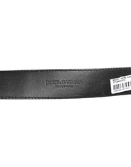 Dolce & Gabbana Schwarzer Ledergürtel mit klassischer Metallschnalle und Logo