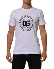Dolce & Gabbana Weißes Baumwoll-T-Shirt mit Logo-Print und Rundhalsausschnitt