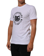 Dolce & Gabbana Weißes Baumwoll-T-Shirt mit Logo-Print und Rundhalsausschnitt