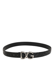 Dolce & Gabbana Gürtel aus schwarzem Exotenleder mit DG-Logo-Schnalle