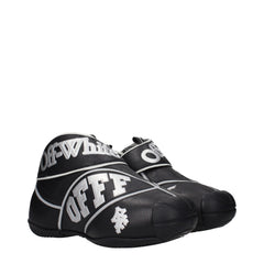 Off-White Schwarze Leder-High-Top-Sneaker