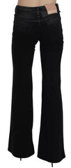 John Galliano Schwarze Washed High Waist Flared Denim Freizeithose Jeans