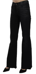 John Galliano Schwarze Washed High Waist Flared Denim Freizeithose Jeans