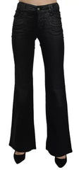 John Galliano Schwarze Washed High Waist Flared Denim Freizeithose Jeans
