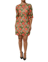 Dolce & Gabbana mehrfarbiges geblümtes besticktes A-Linien-Minikleid