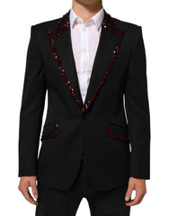 Dolce & Gabbana Schwarzer SICILIA Herrenblazer mit Kristallverzierung