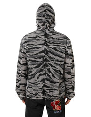 Dolce & Gabbana Graue Camouflage Kapuzen-Sweatshirt-Jacke