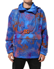 Dolce & Gabbana Blaues Tie-Dye Kapuzen-Sweatshirt-Jacke mit Logo