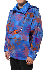 Dolce & Gabbana Blaues Tie-Dye Kapuzen-Sweatshirt-Jacke mit Logo