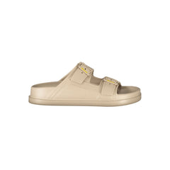 Blaue beige Polyurethan-Damenhausschuhe