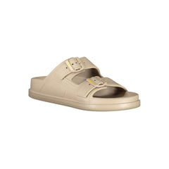 Blaue beige Polyurethan-Damenhausschuhe