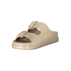 Blaue beige Polyurethan-Damenhausschuhe
