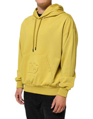 Dolce & Gabbana Gelbes Logo Baumwoll-Kapuzenpullover-Sweatshirt