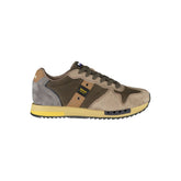 Blauer Grüner Leder Herren Sneaker
