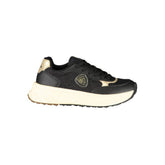 Blauer Damen Sneaker aus schwarzem Leder