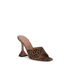 Amina Muaddi Brown Calf Leather Bos Taurus Stiletto Heel Sandals