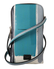 Dolce & Gabbana Blaue Leder Umhängetasche mit Handytasche und Kartenfächern