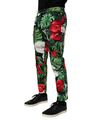 Dolce & Gabbana Baumwollhose mit Tapered Leg und mehrfarbigem Blumenprint