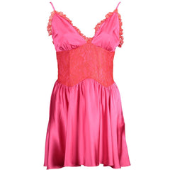 Gaelle Paris Pinkfarbenes Baumwollkleid für Damen mit Spitzendetails