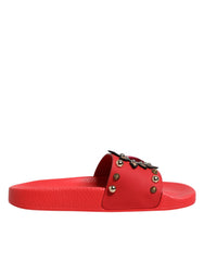 Dolce & Gabbana Rote Sacred Heart Stud Slides Strandmode Schuhe