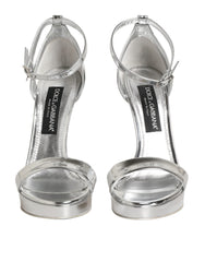 Dolce & Gabbana Plateau-Sandalen Keira aus silbernem Leder